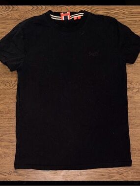 Superdry Black Short Sleeve Crewneck Tee with Subtle Logo